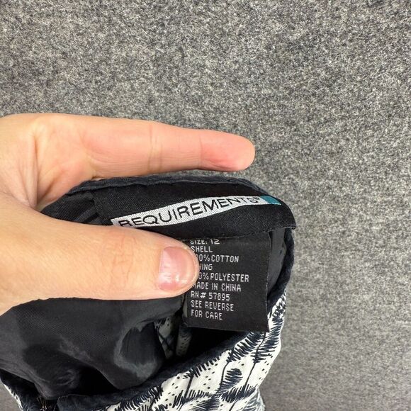 Requirements Skirt Women 12 White Floral A-Line Midi Zipper Mid Rise Cotton - Picture 5 of 6